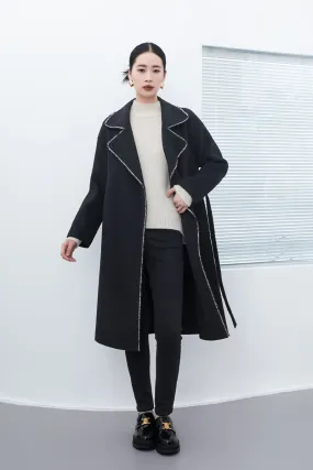 Black Large Collar Wool Overcoats