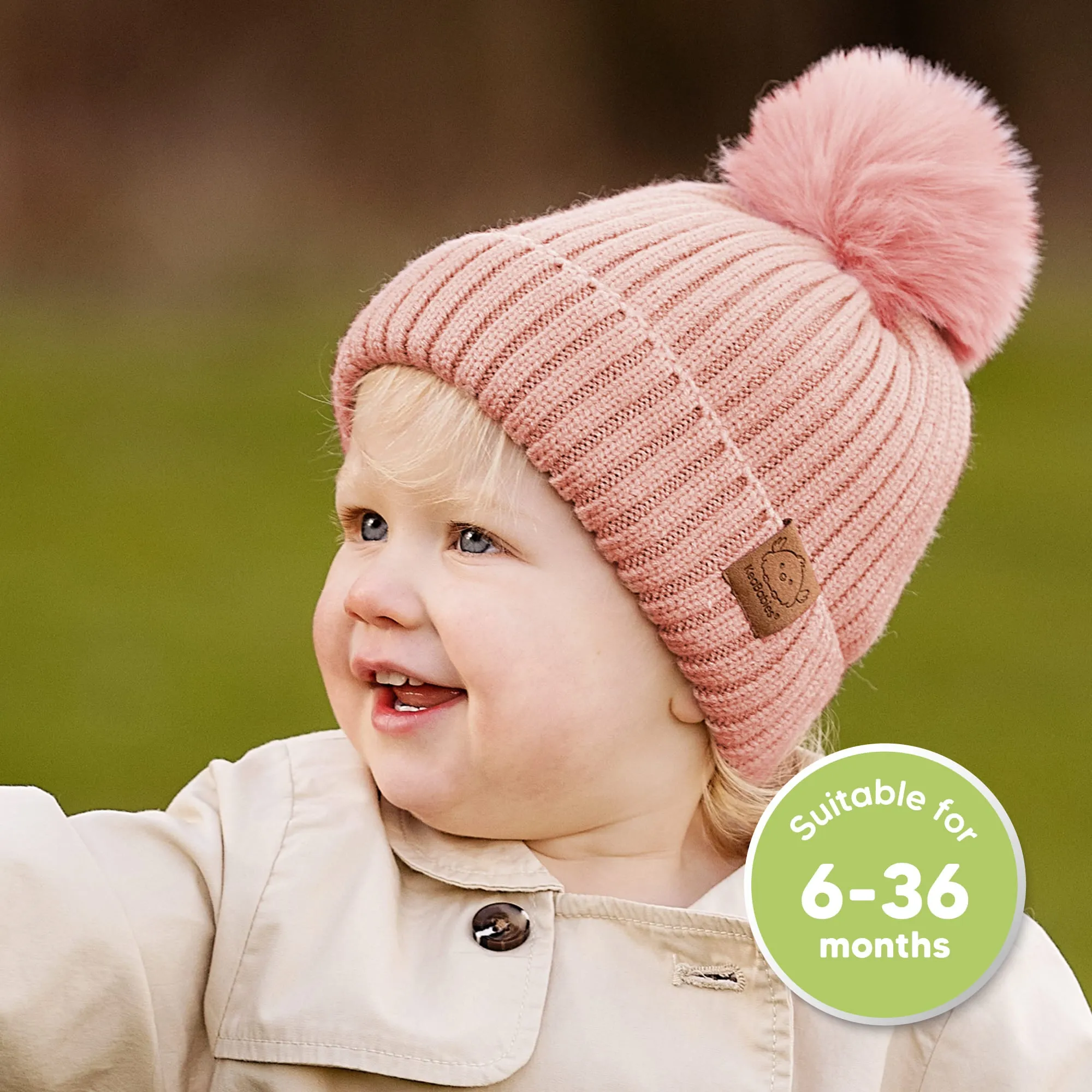 2-Pack Pom Knitted Beanie (Fawn)