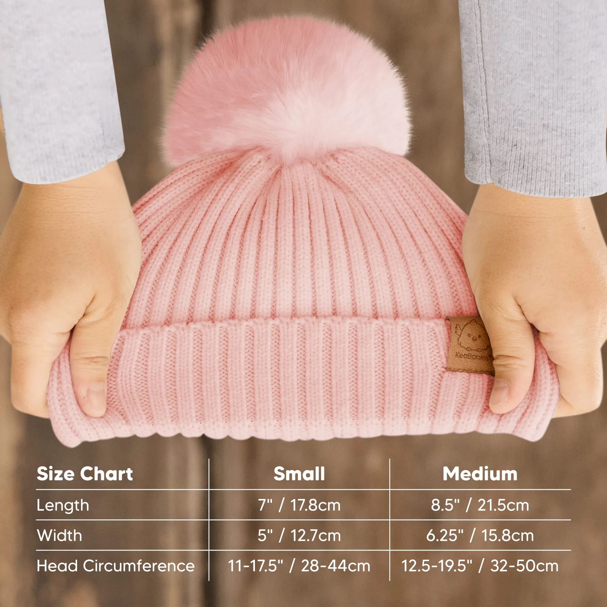 2-Pack Pom Knitted Beanie (Fawn)