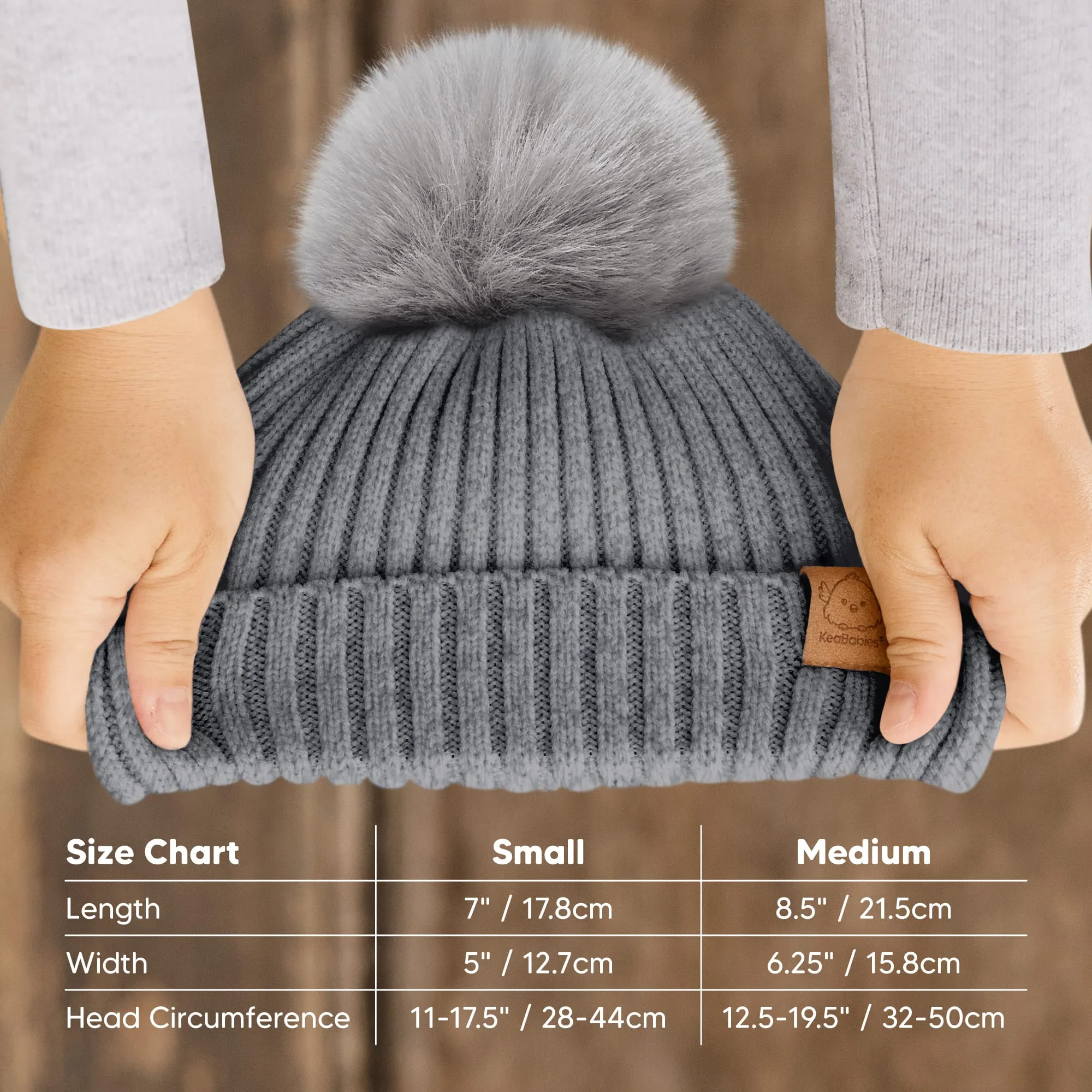 2-Pack Pom Knitted Beanie (Steel)