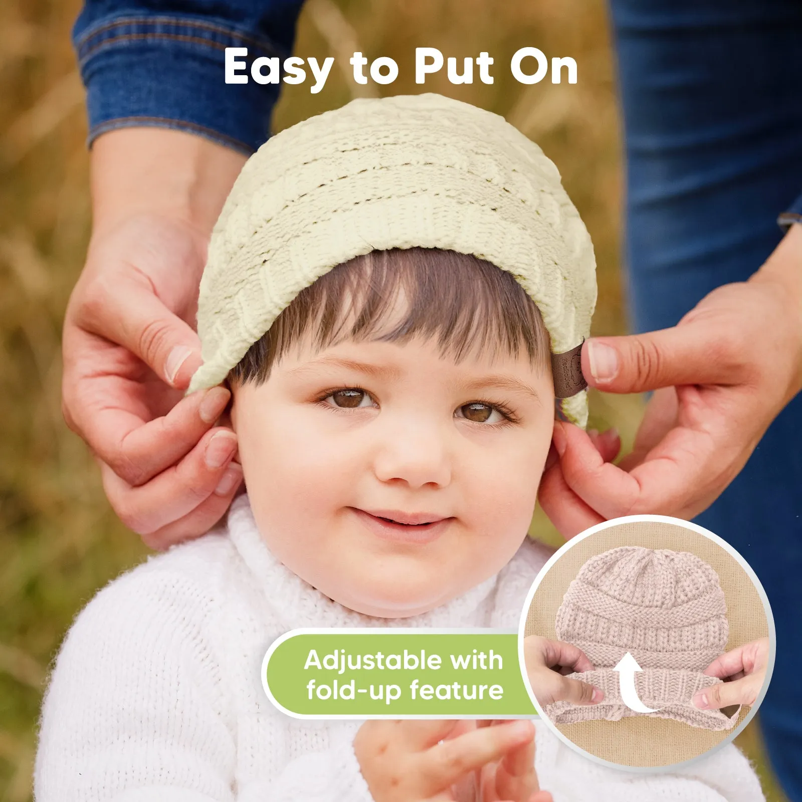 3-Pack Warmzy Baby Beanies (Pale, M)