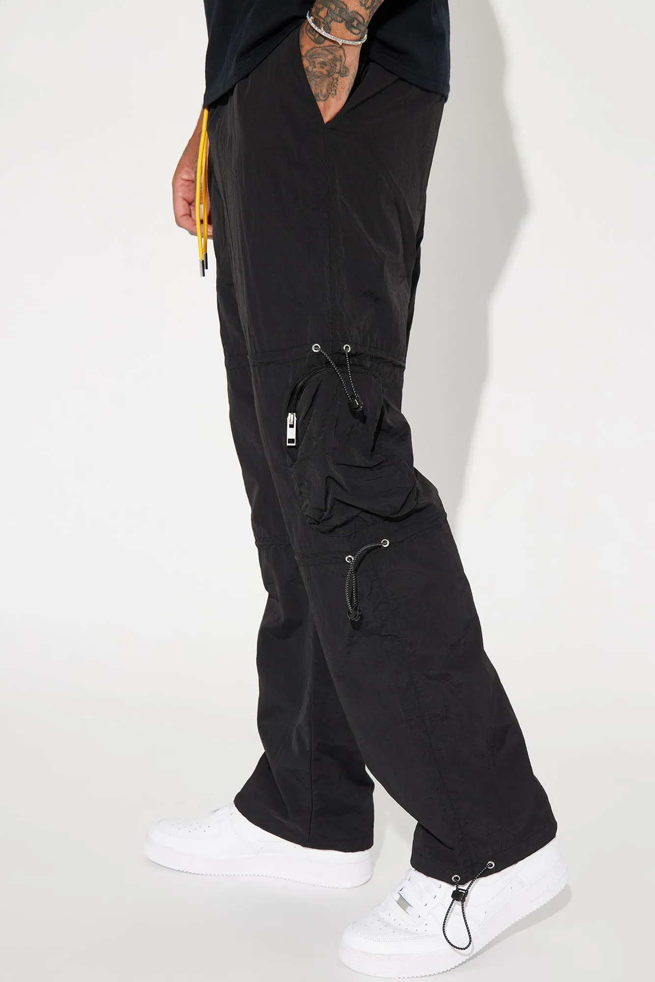 Act Like Homie Nylon Drawstring Cargo Pants - Black