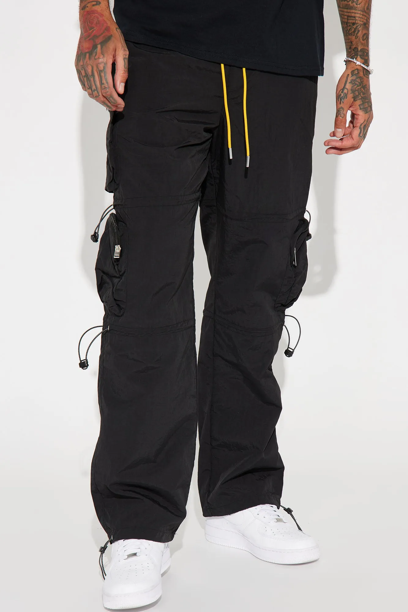 Act Like Homie Nylon Drawstring Cargo Pants - Black