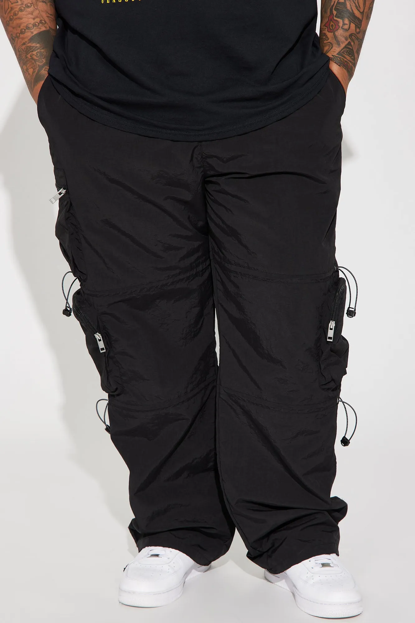 Act Like Homie Nylon Drawstring Cargo Pants - Black