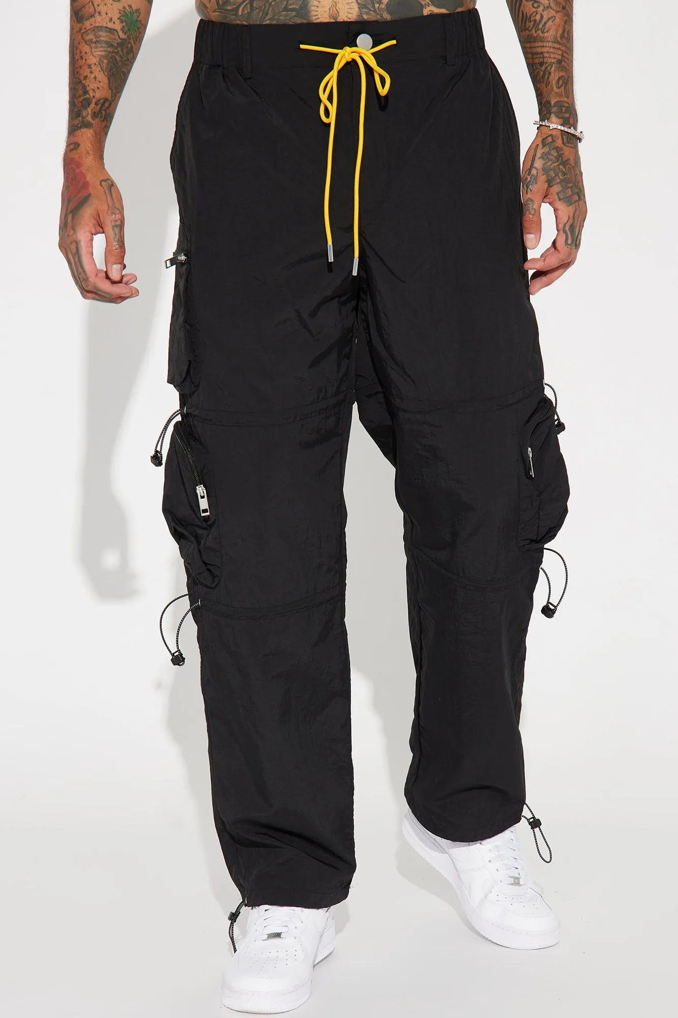 Act Like Homie Nylon Drawstring Cargo Pants - Black