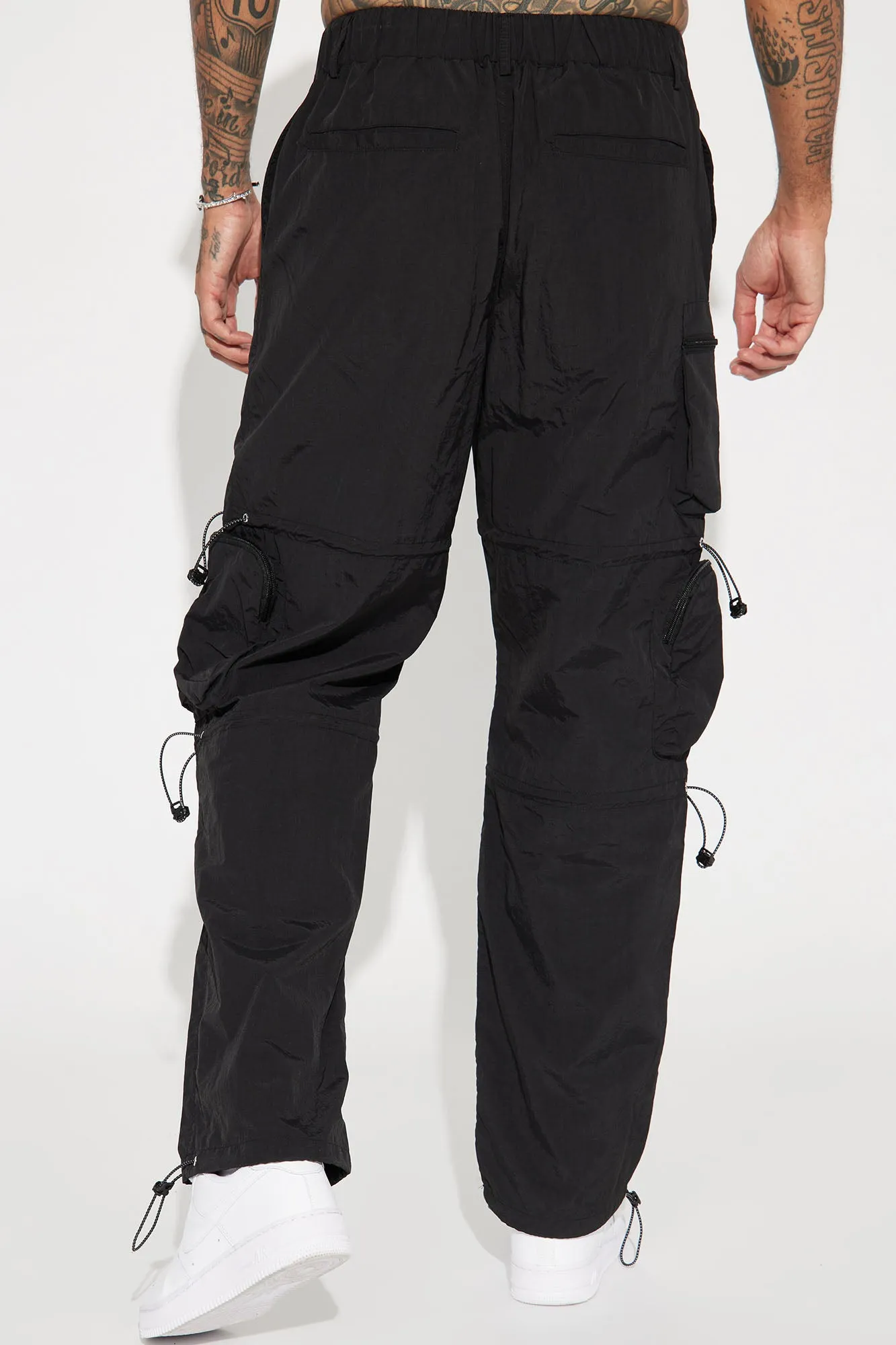 Act Like Homie Nylon Drawstring Cargo Pants - Black