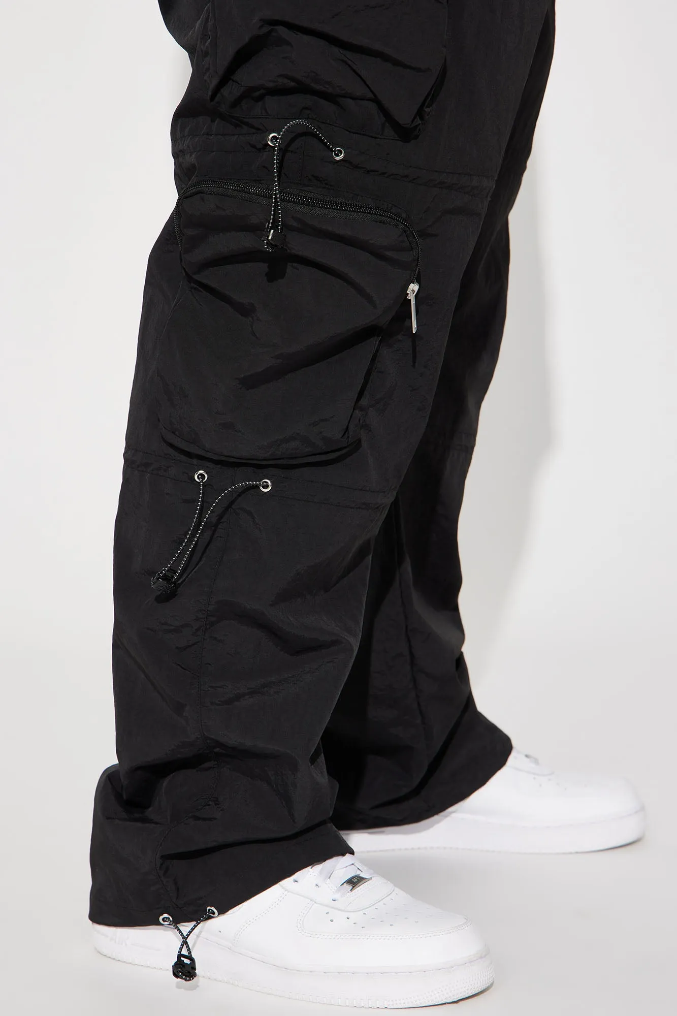 Act Like Homie Nylon Drawstring Cargo Pants - Black