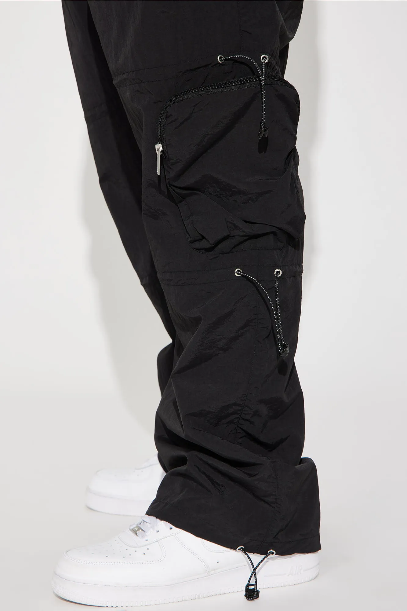 Act Like Homie Nylon Drawstring Cargo Pants - Black