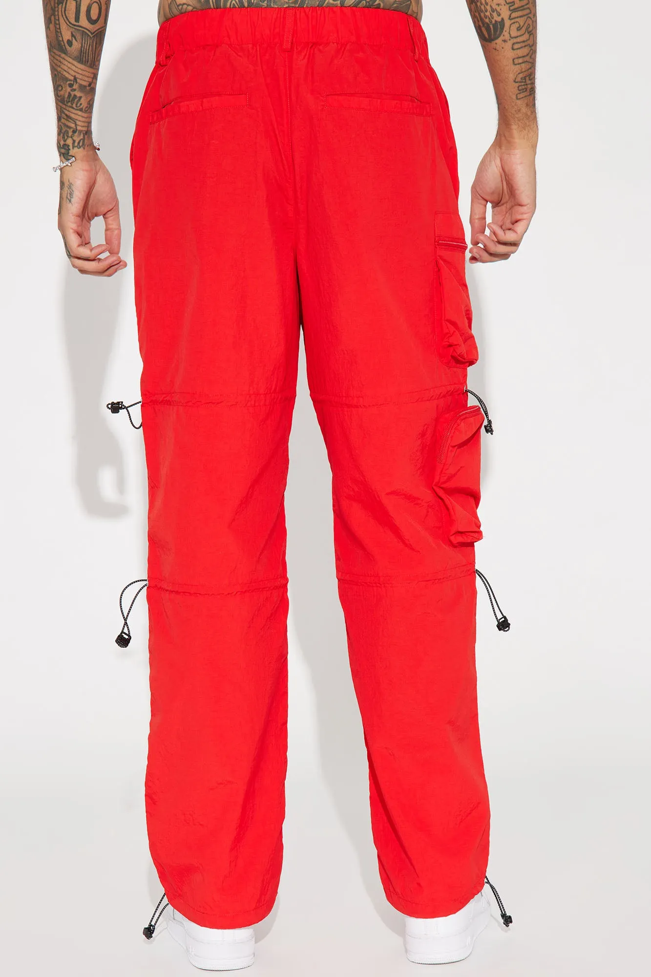 Act Like Homie Nylon Drawstring Cargo Pants - Red