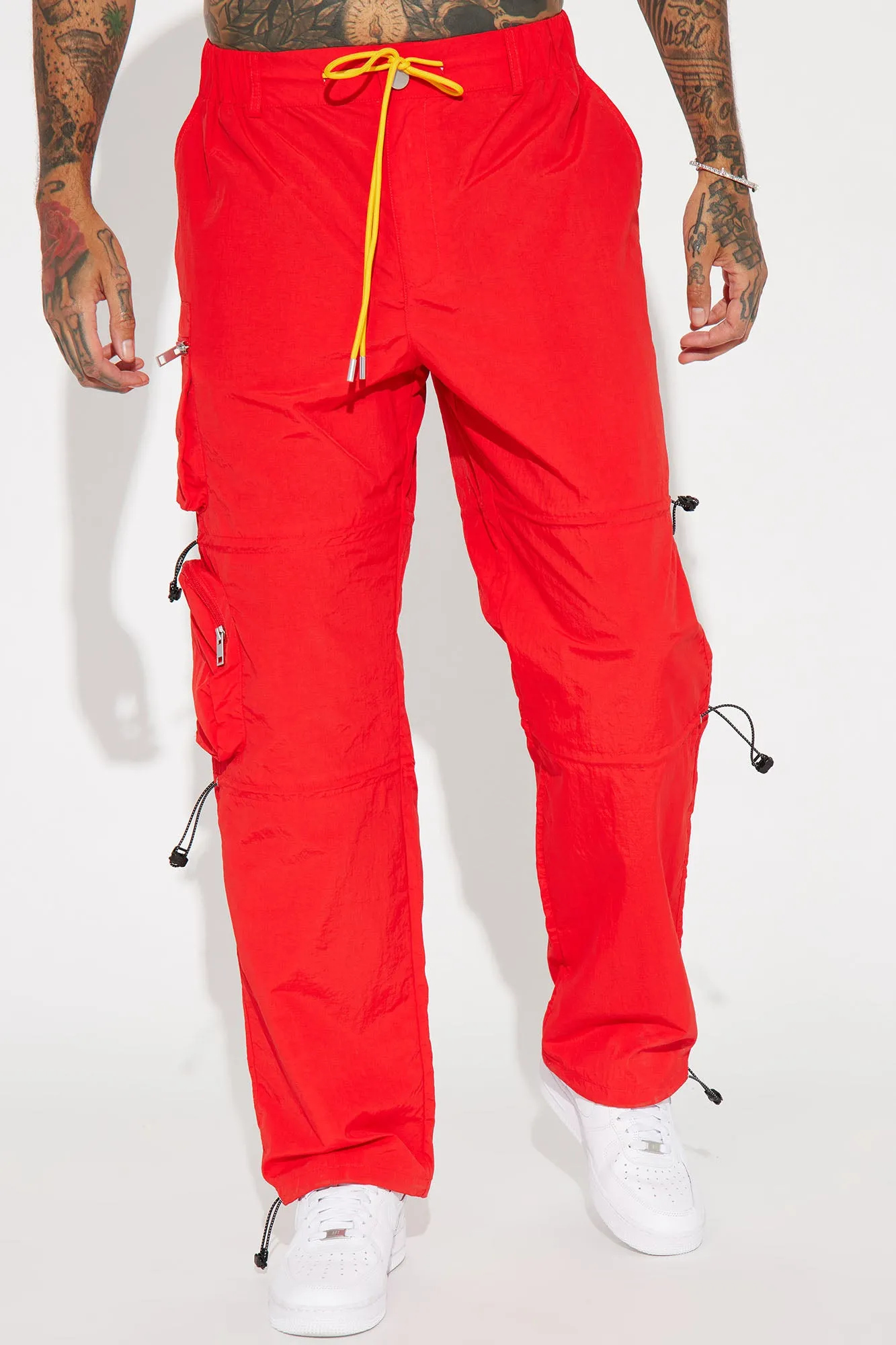 Act Like Homie Nylon Drawstring Cargo Pants - Red