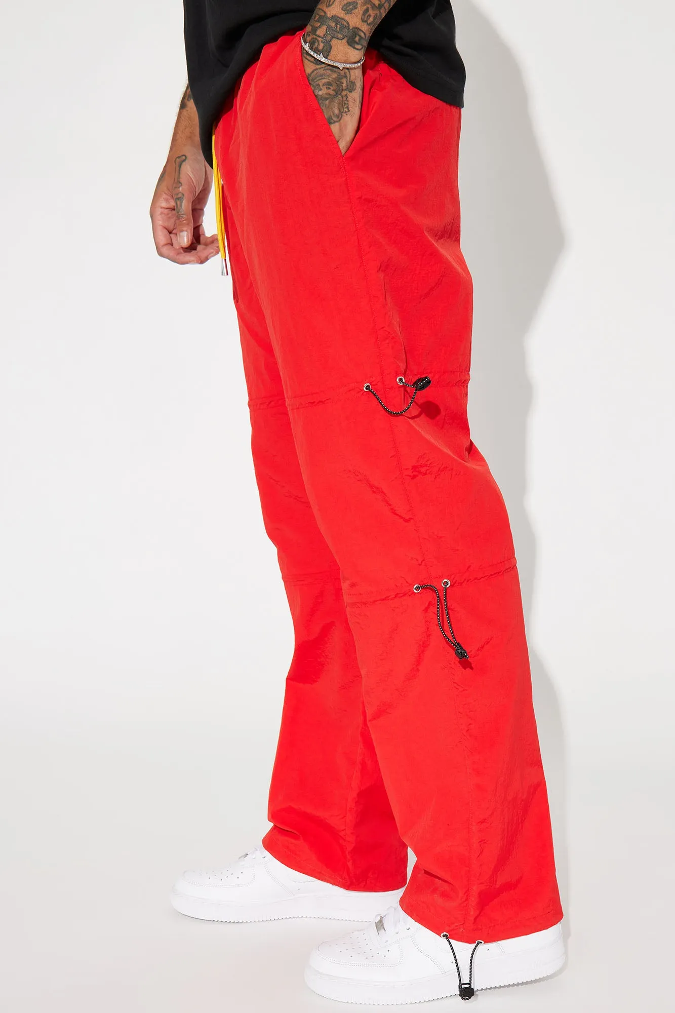 Act Like Homie Nylon Drawstring Cargo Pants - Red