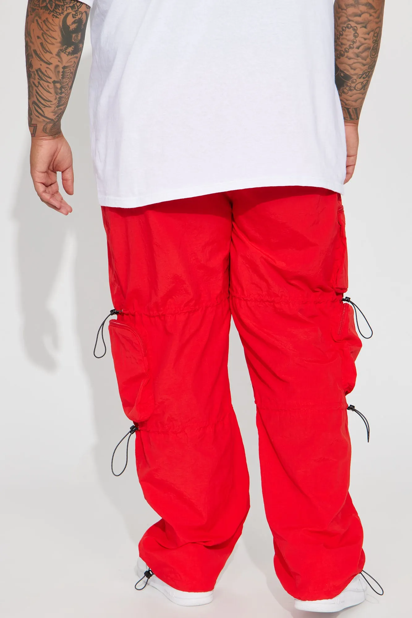 Act Like Homie Nylon Drawstring Cargo Pants - Red