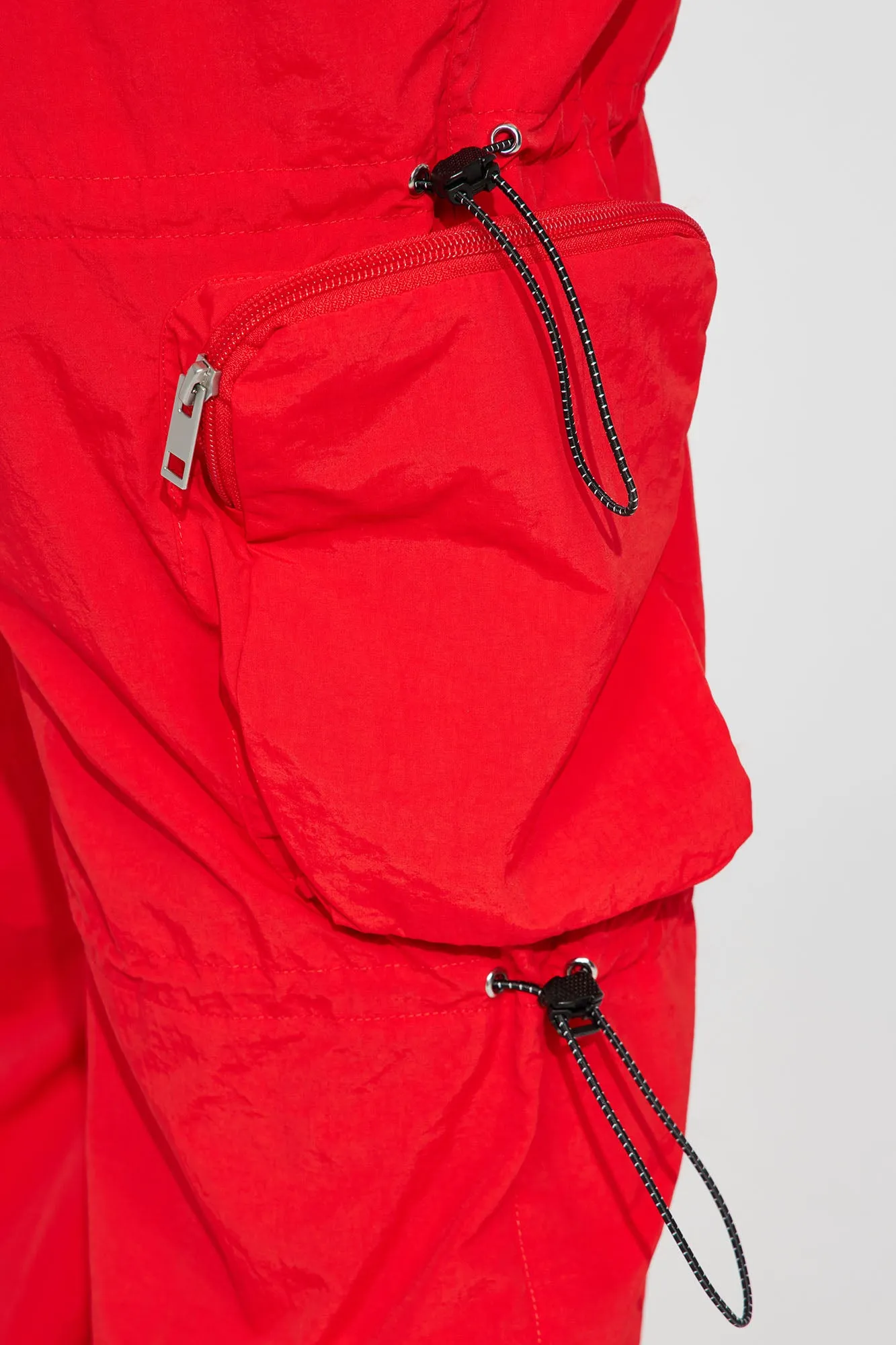 Act Like Homie Nylon Drawstring Cargo Pants - Red