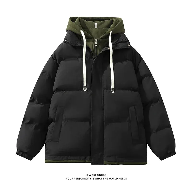 Aidase 2024 Winter Jacket Men Casual Loose Thicken Warm Mens Parkas Solid Stand Collar Winter Coat Man