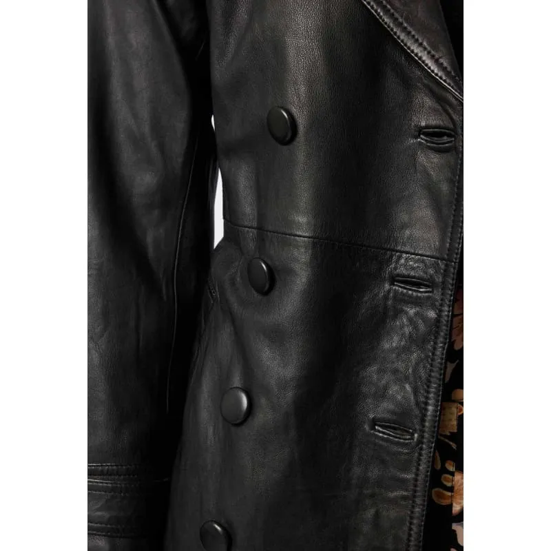 Astra Leather Trench Coat | Black