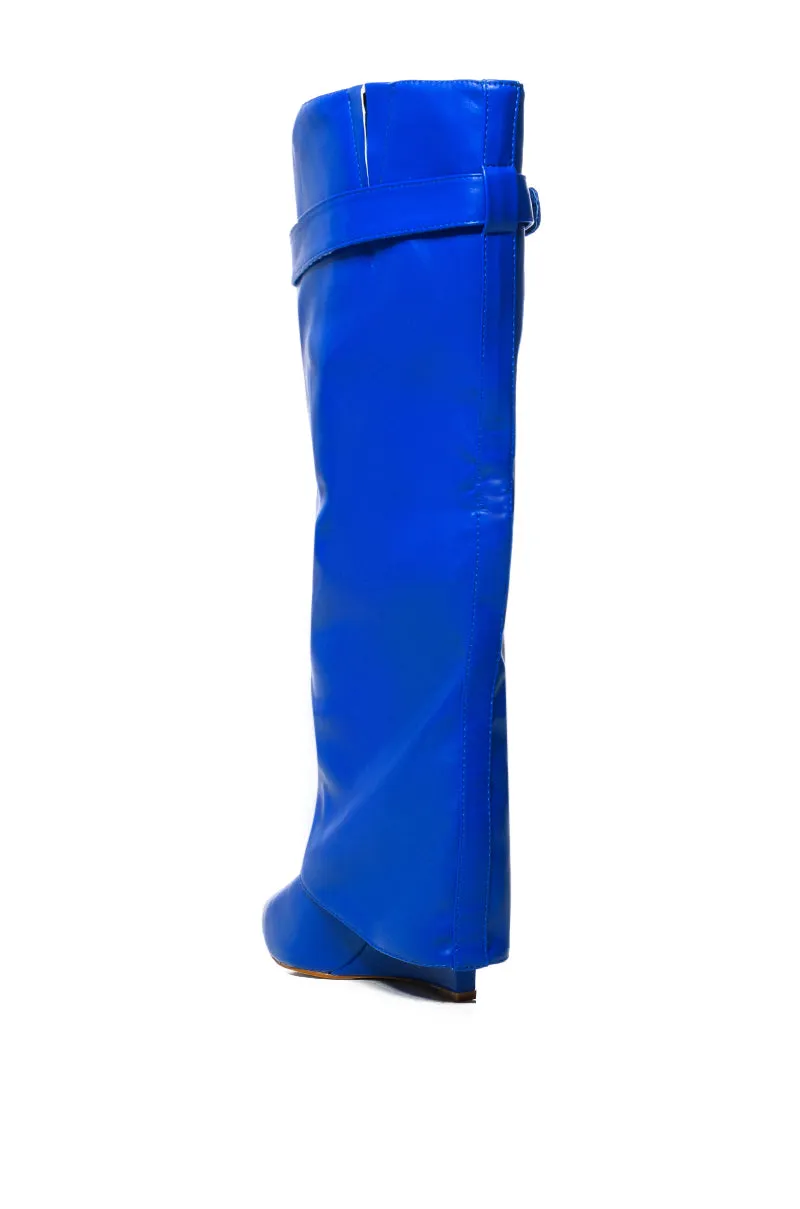 AZALEA WANG MELINA COBALT WEDGE BOOT