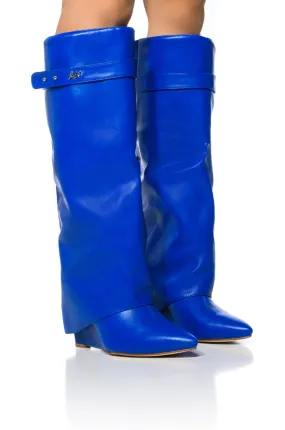 AZALEA WANG MELINA COBALT WEDGE BOOT