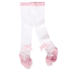 Baby Girls Stocking with Ballet Frills - Pink & White