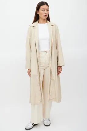 Beige Belted Two Pocket Trench Coat