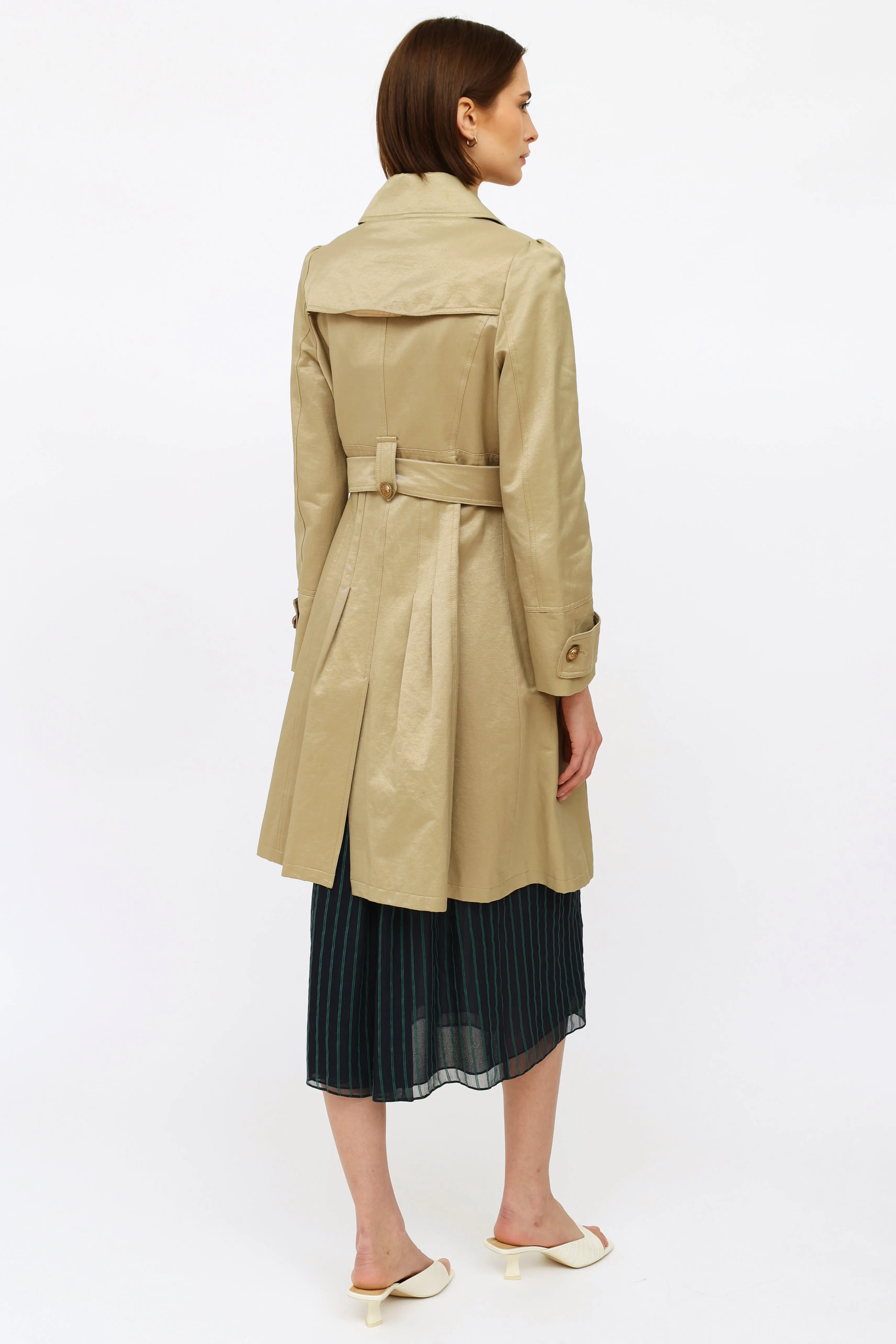 Beige Double Breasted Trench Coat