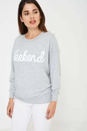 BIK BOK Grey Slogan Jumper