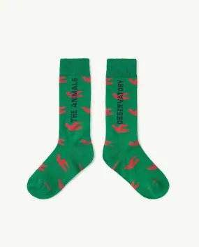 Birds Socks in Green