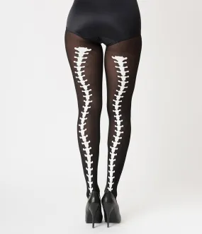 Black & White Vertebrae Backseam Pantyhose