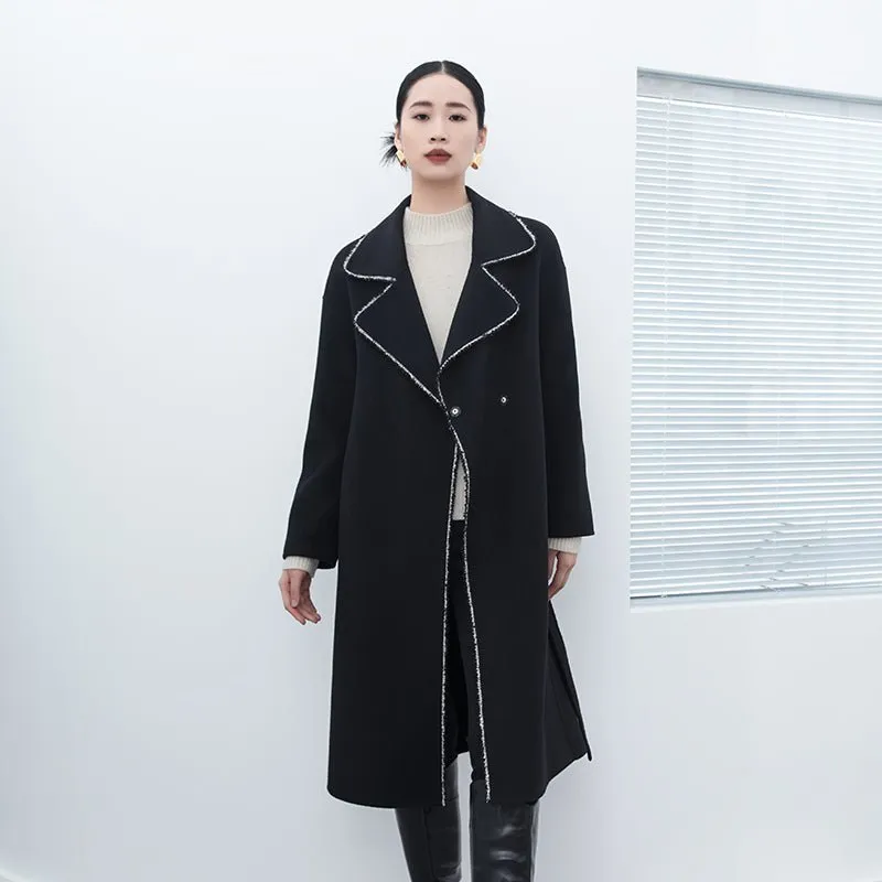 Black Large Collar Wool Overcoats