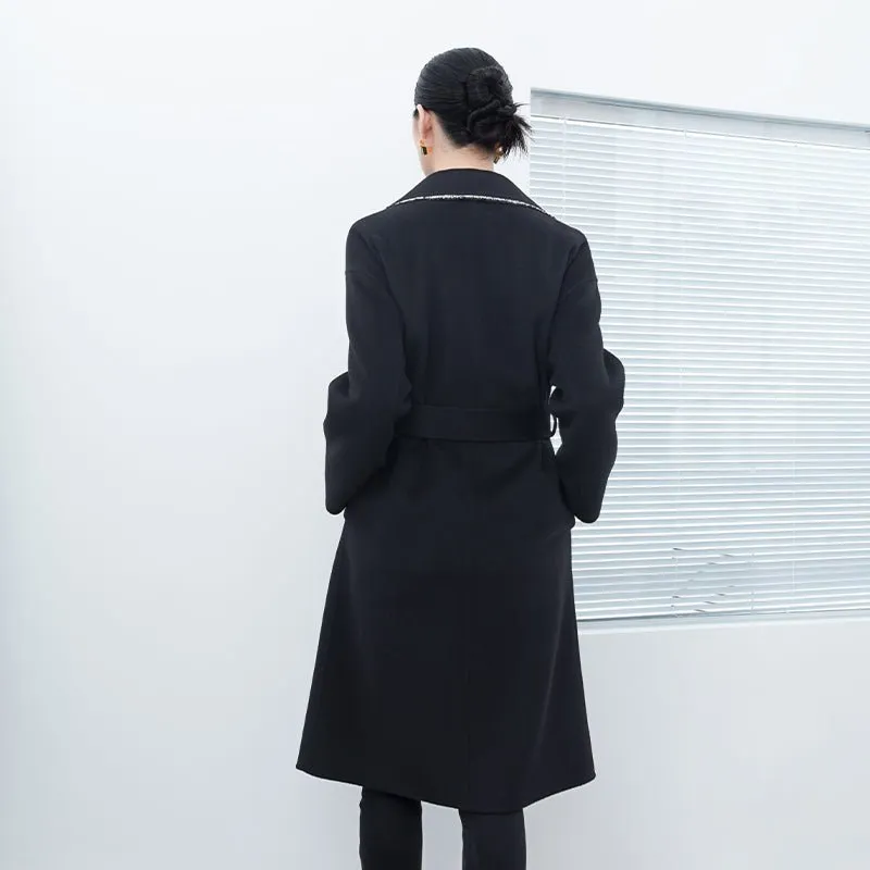 Black Large Collar Wool Overcoats