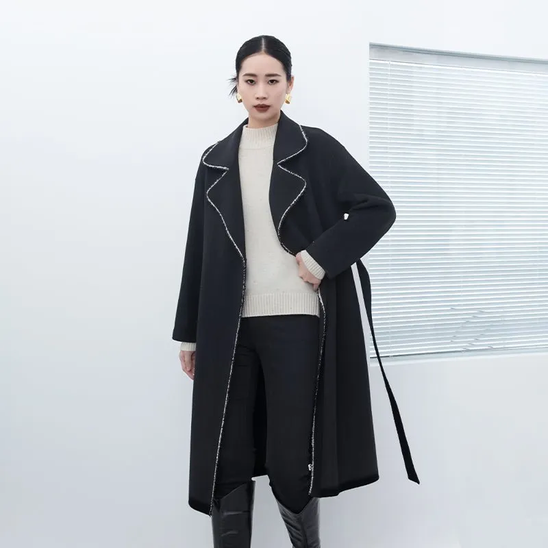 Black Large Collar Wool Overcoats