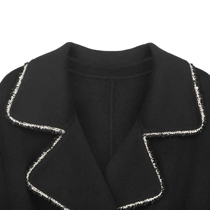 Black Large Collar Wool Overcoats