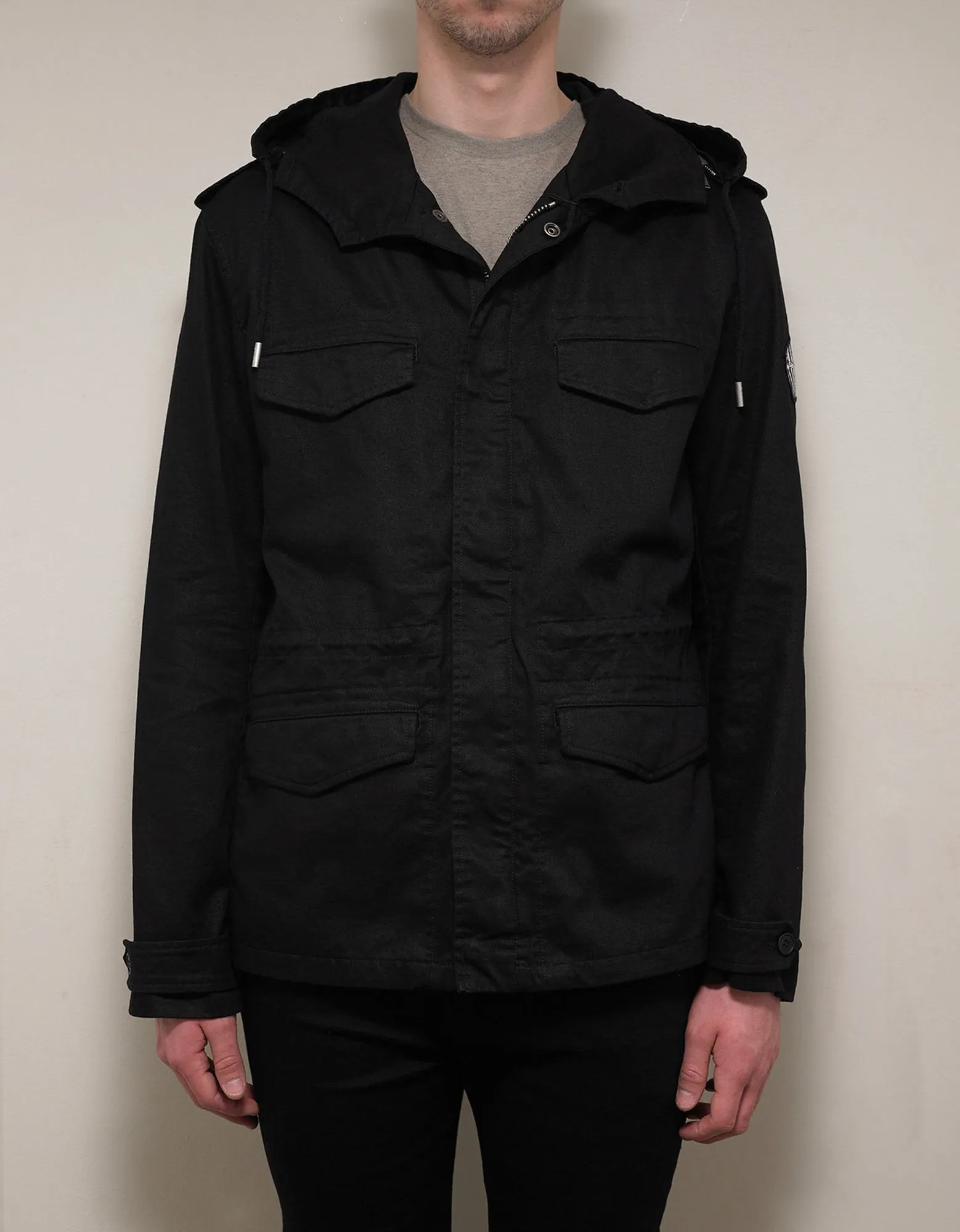 Black Logo Patch Parka