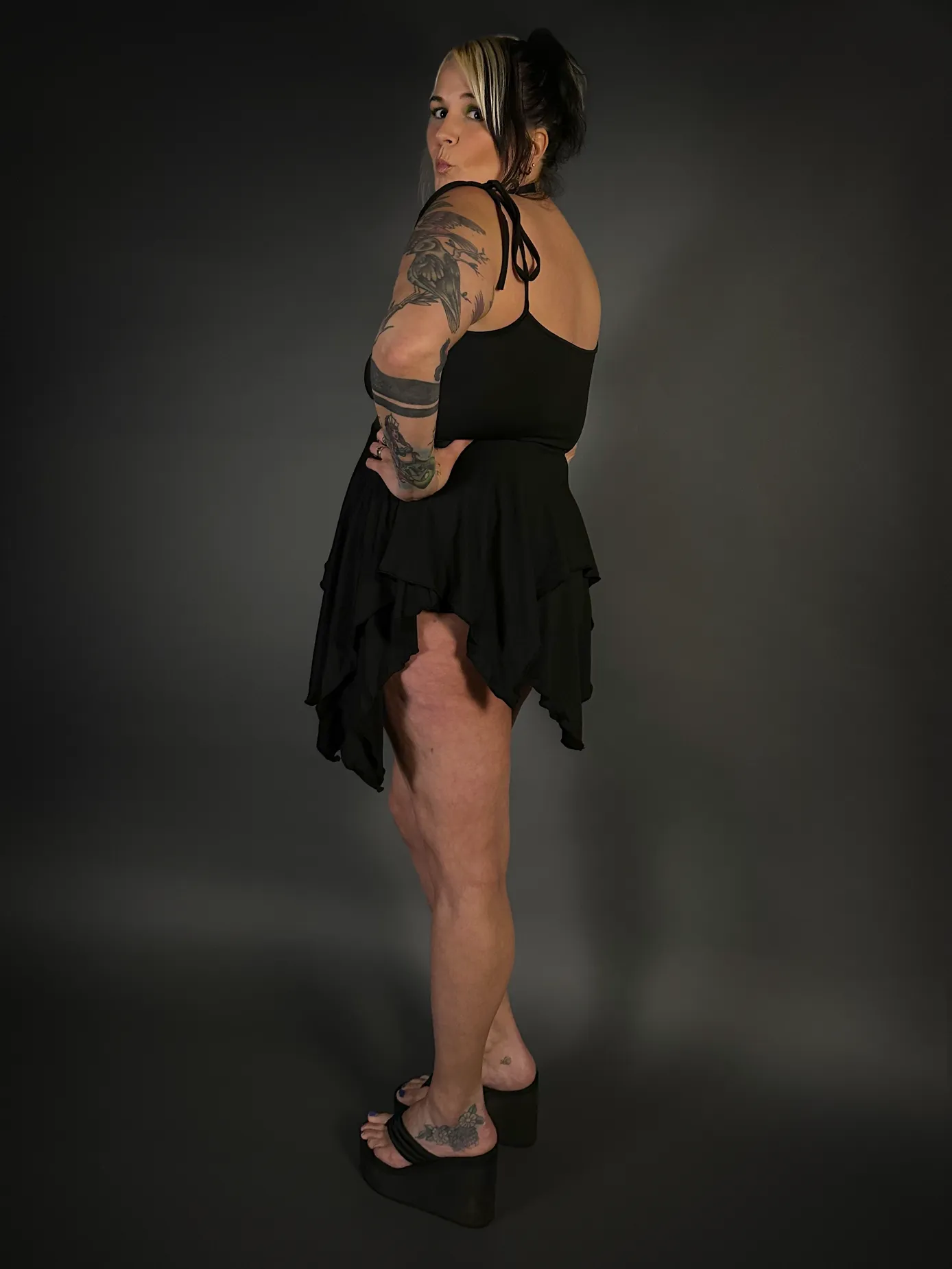 Black Stretch Goth Fairy Dress with Spaghetti Straps