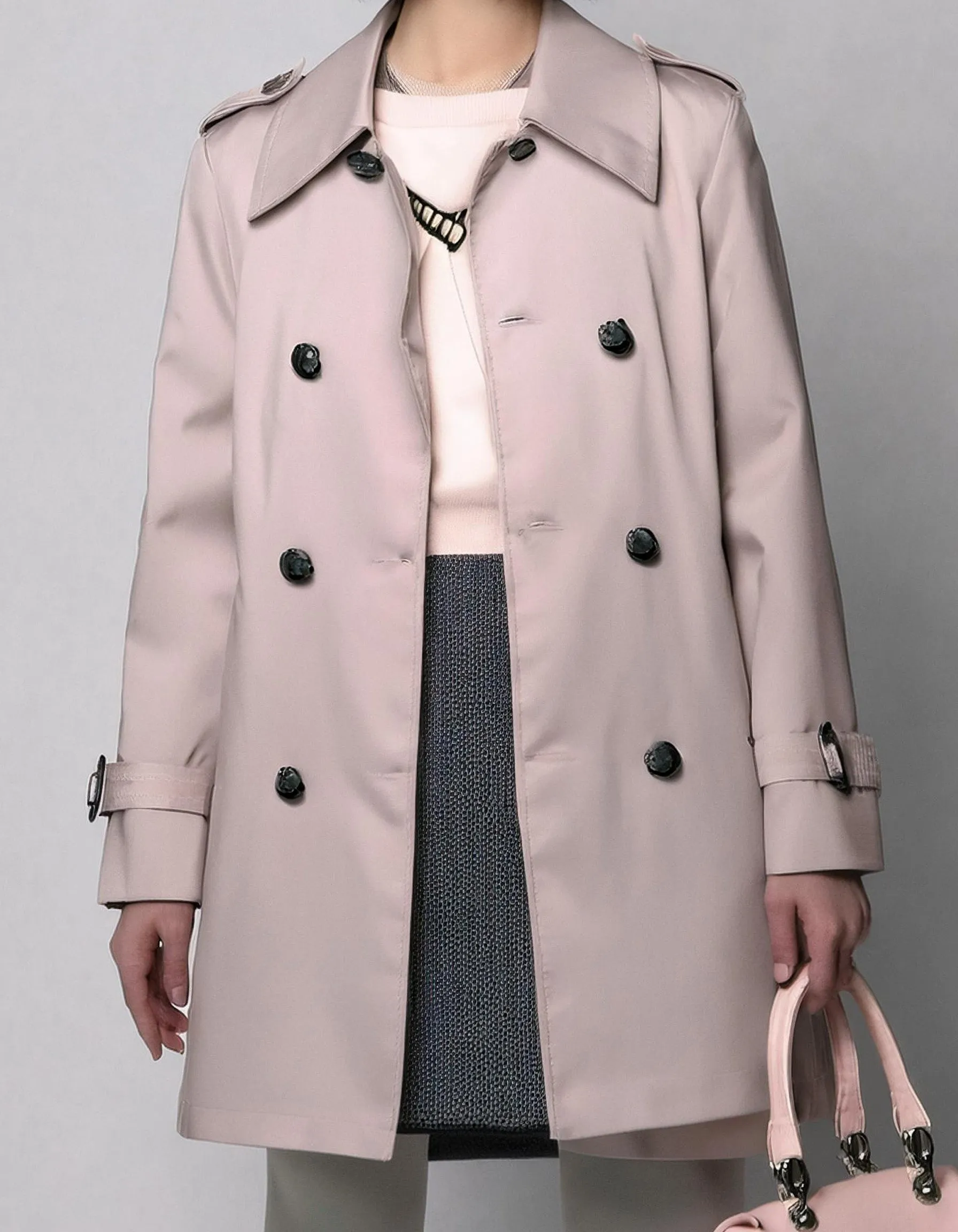 Blush Double-Breasted Trench Coats