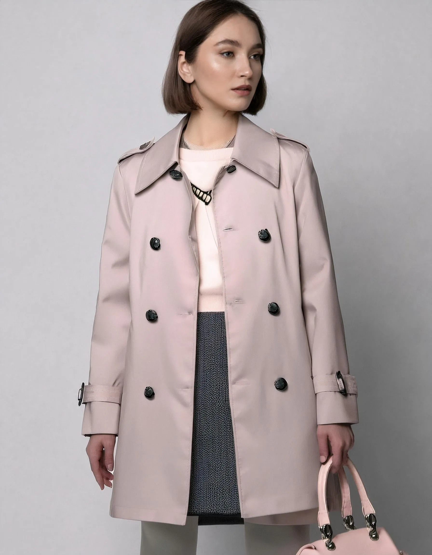 Blush Double-Breasted Trench Coats