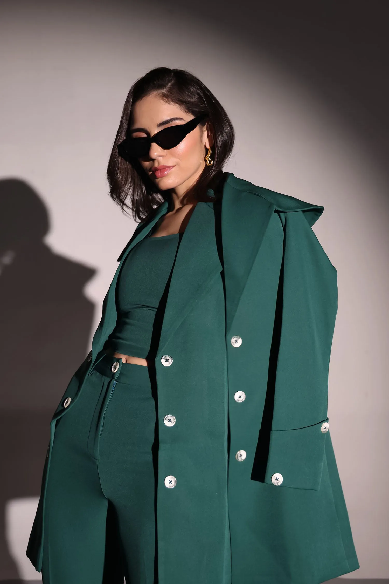 Bottle Green Trench Coat Full sleeves