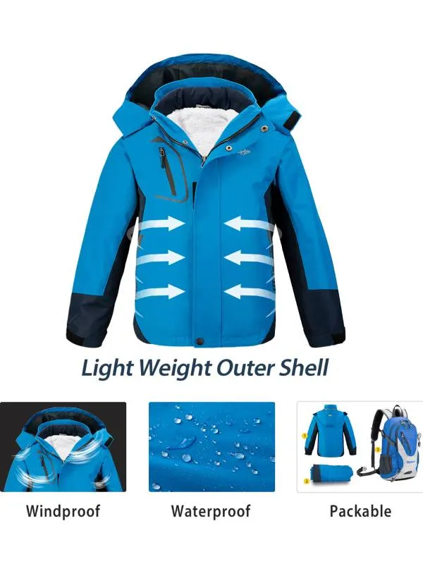 Boys Winter Warm Jacket 3 in 1 Ski Jacket