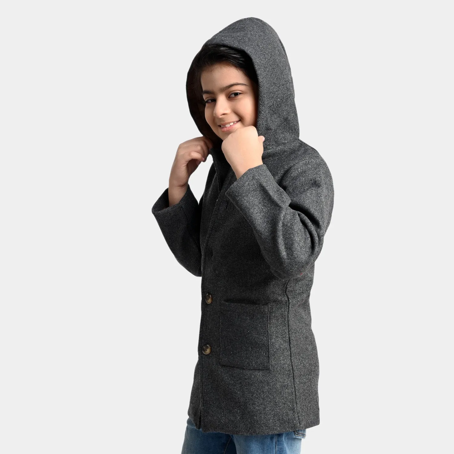 Boys Wool Trench Coat -Grey