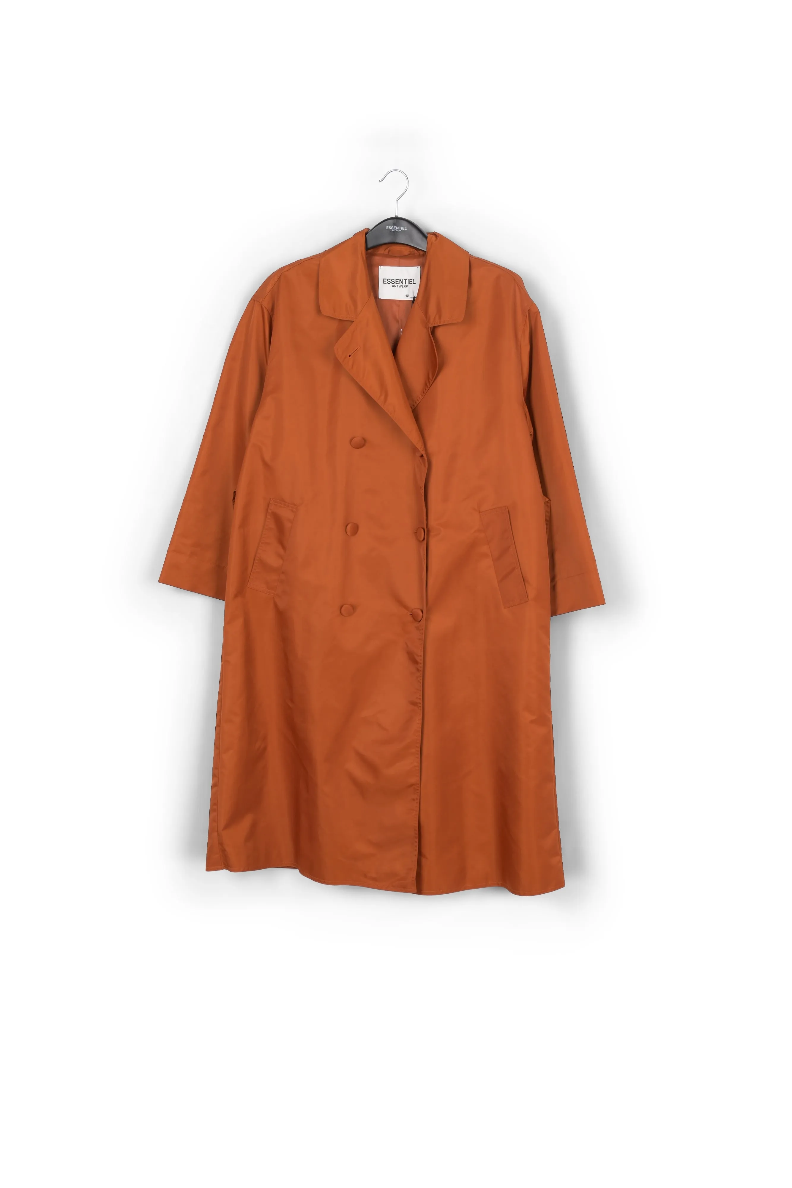 Brown midi-length trench coat