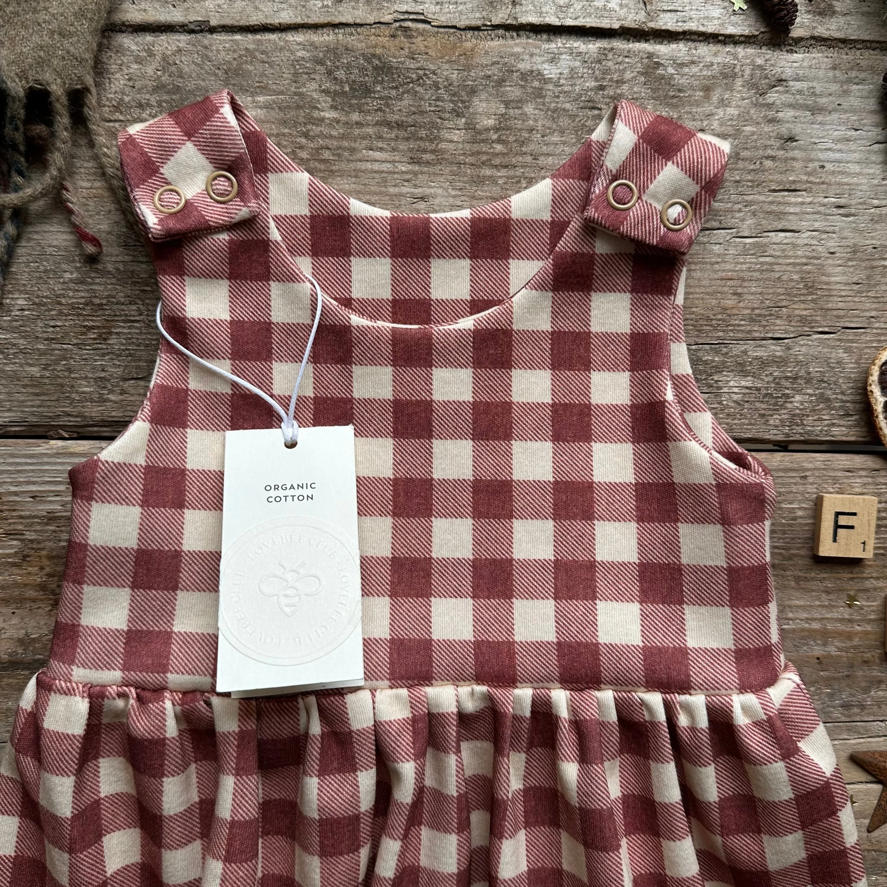 Burgundy Check Dress