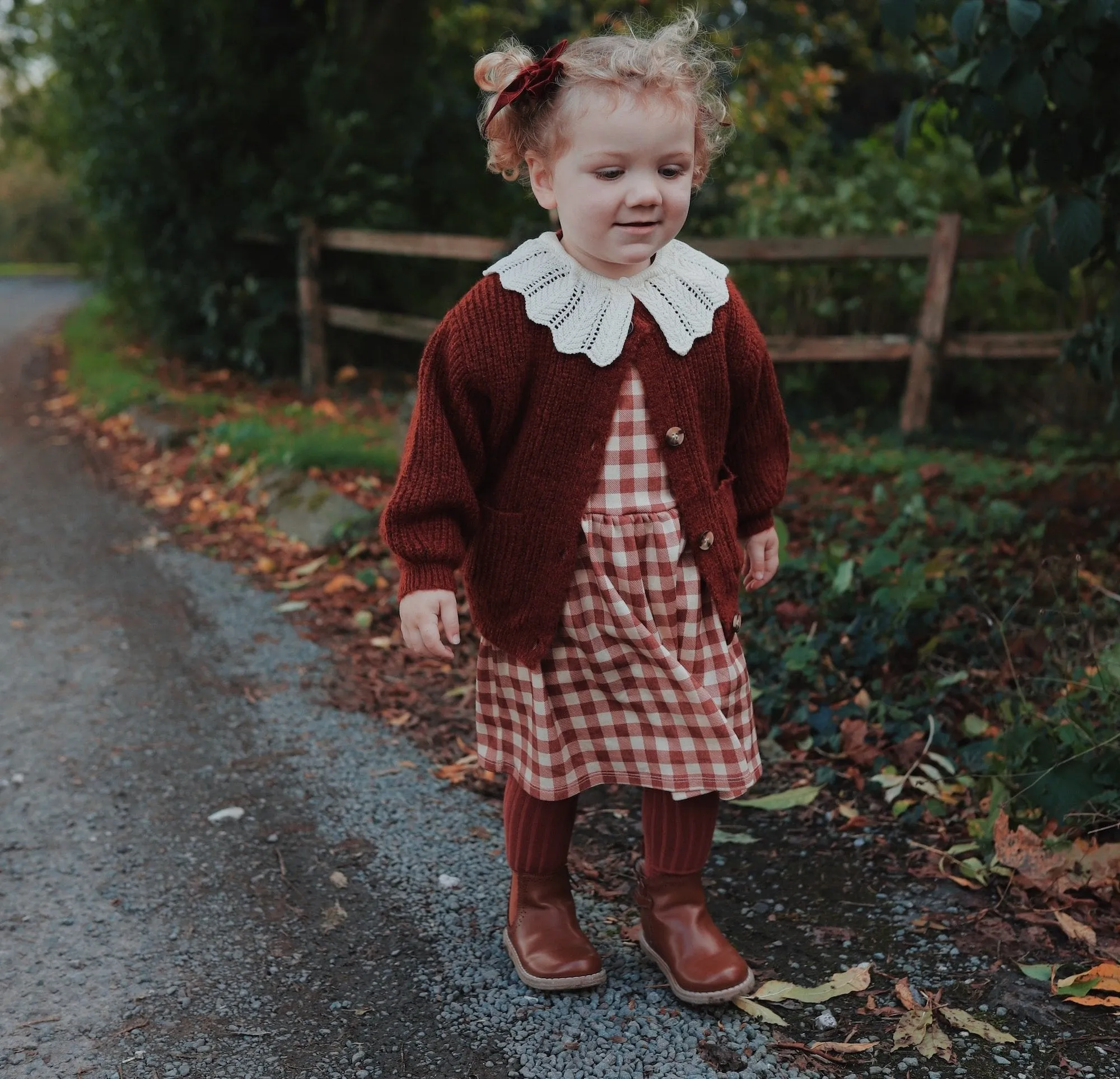 Burgundy Check Dress