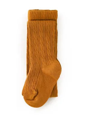 Cable Knit Tights - Mustard