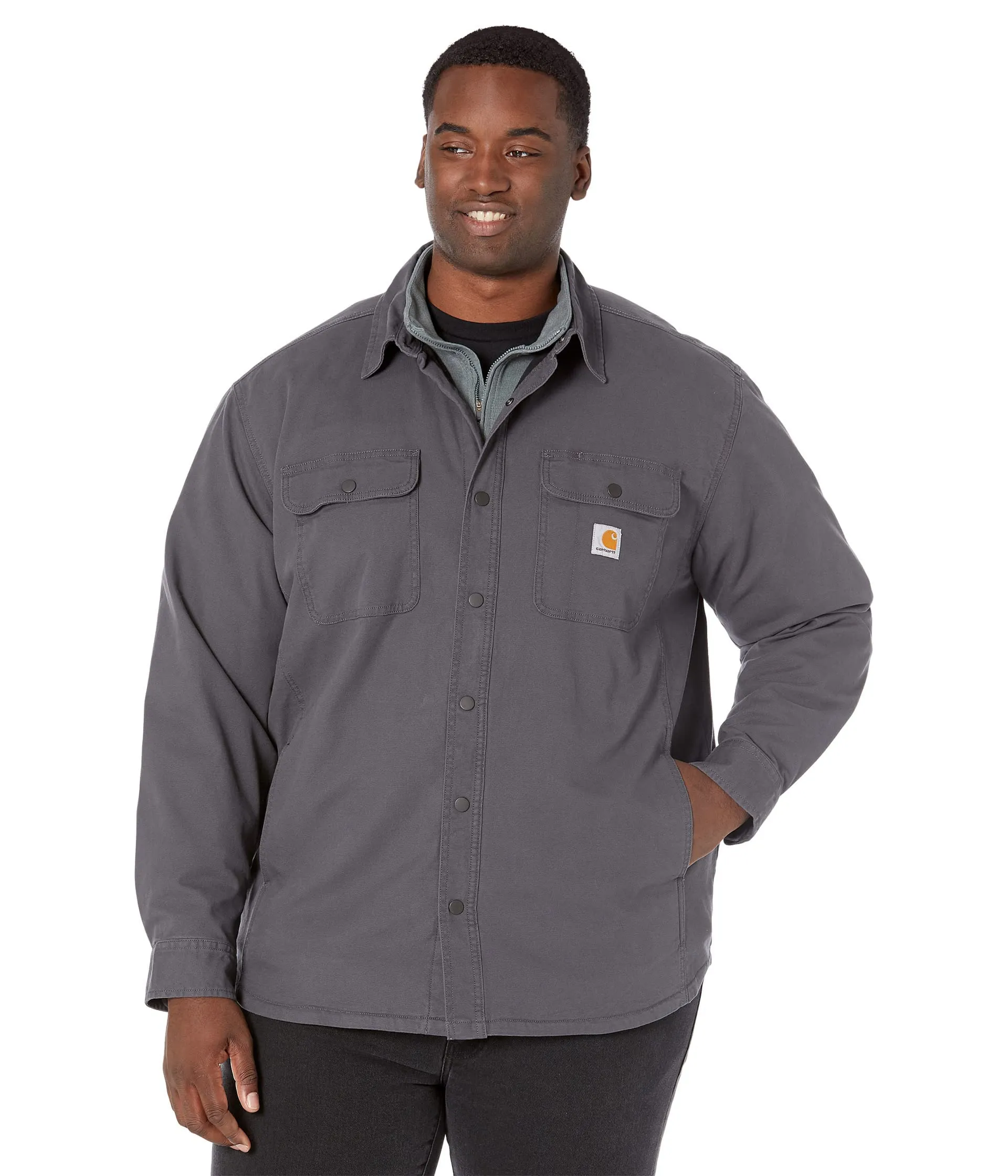 Carhartt 105419 Men's Rugged Flex Relaxed Fit Canvas Fleece Lined Shirt Jac