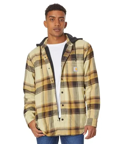 Carhartt 105938 Men's Rugged Flex Relaxed Fit Flannel Fleece Lined Hooded Shirt Jac