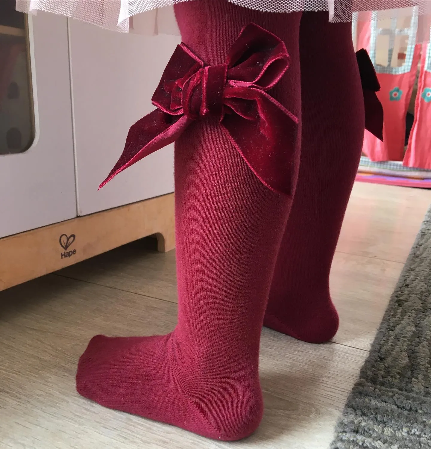 Cherry Velvet Bow Tights