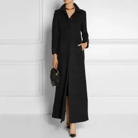 Classic Collared Long Sleeve Single Breasted Slanted Pocket Back Slit Trench Coat