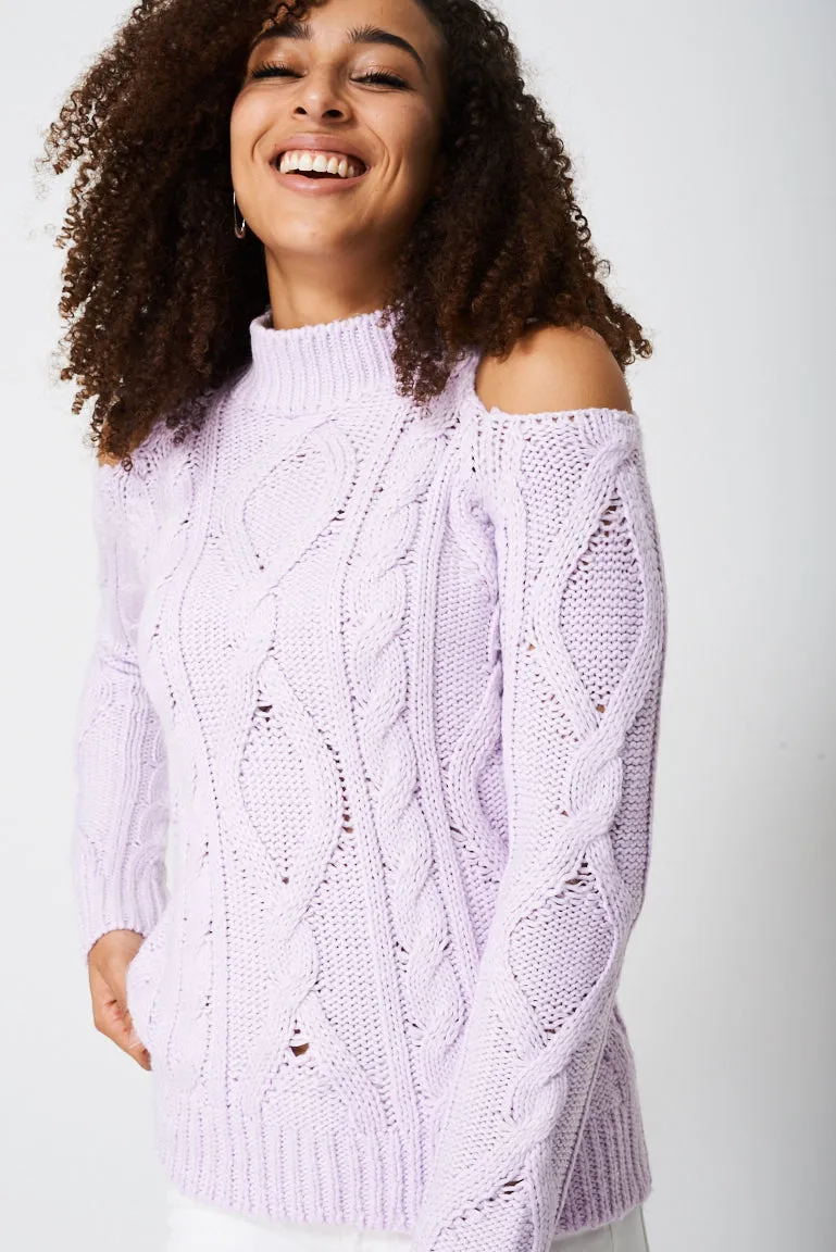 Cold Shoulder Chunky Knit Jumper