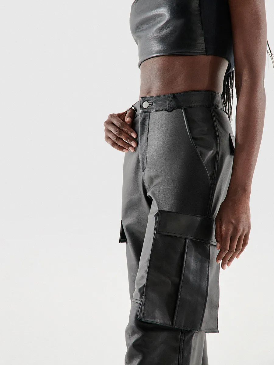 COLE UPCYCLED LEATHER CARGO PANTS