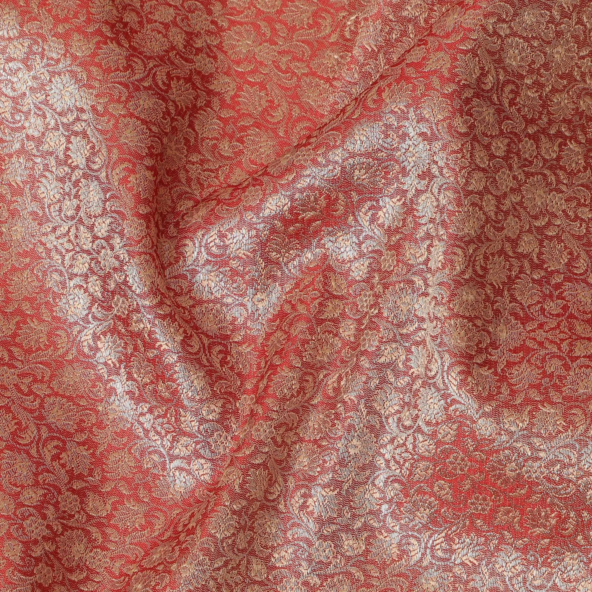 Coral Essence Brocade Fabric – Luxurious Weave with a Radiant Sheen-D19037