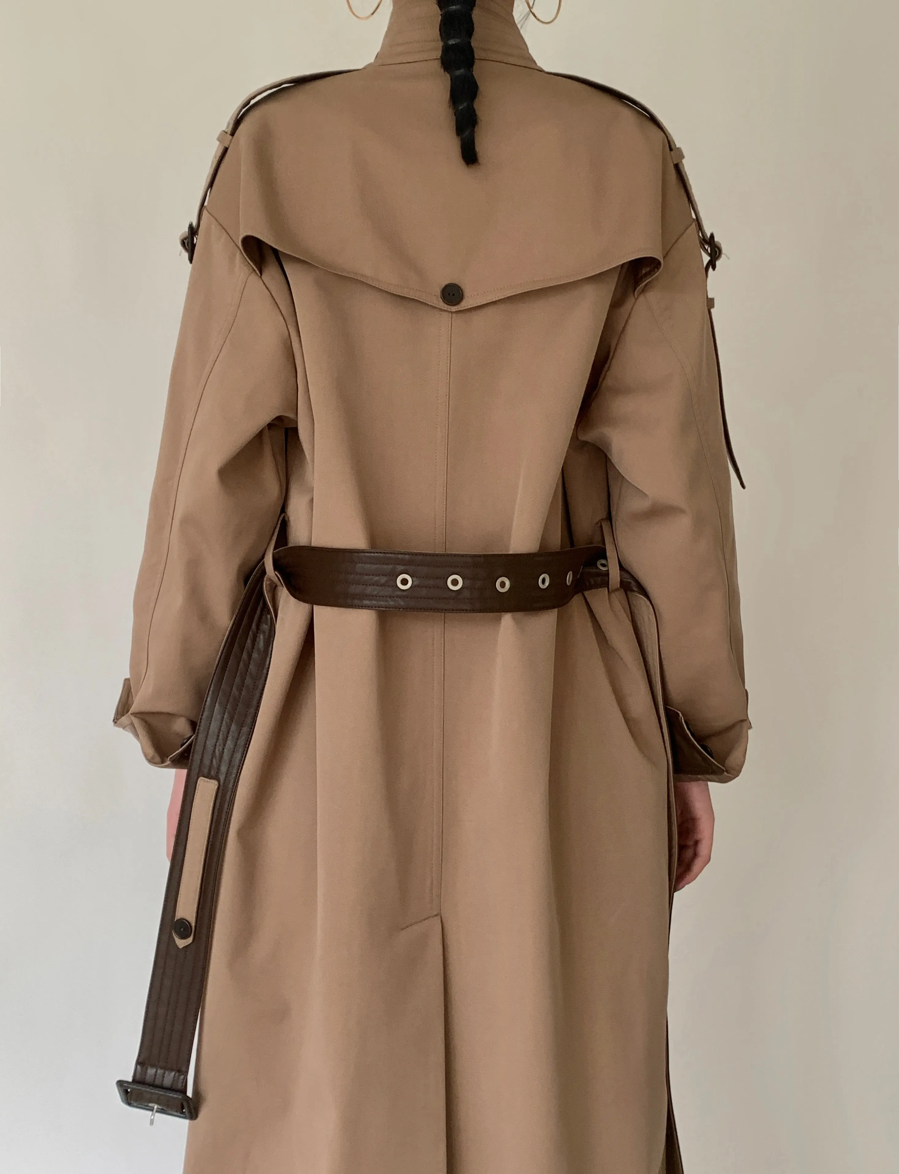 Cotton- Blend Trench Coat- Camel